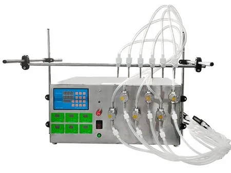 Llenadora de líquidos semiautomática con bomba magnética